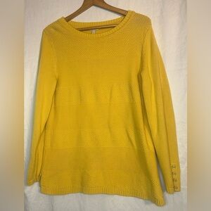 Talbots Women’s Yellow Long Sleeve Sweater size Large button detail on sleeve